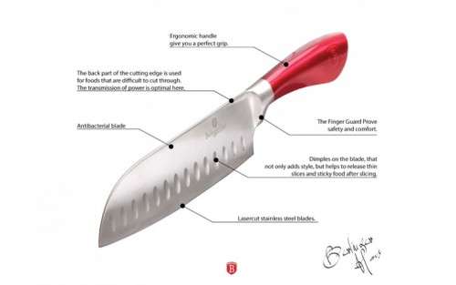 Berlinger Huas 4 pcs knife set, SS, Velvet Line Burgundy