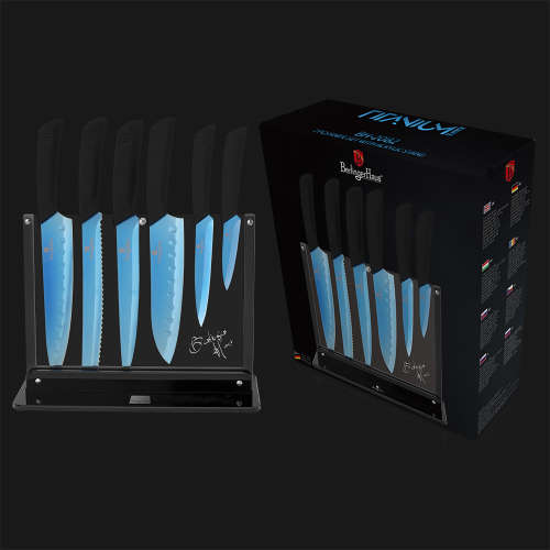 Berlinger Haus 7 pcs titanium knife set with stand, Blue