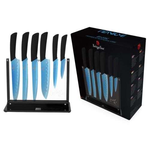 Berlinger Haus 7 pcs titanium knife set with stand, Blue