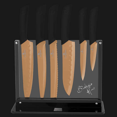 Berlinger Haus 7 pcs titanium knife set with stand, Rose Gold