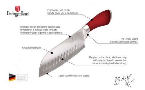 Berlinger Haus 4 pcs knife set with scissors, Velvet Chef Line  Metallic Red