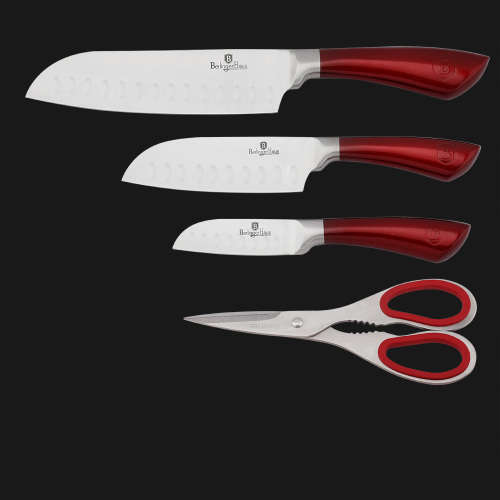 Berlinger Haus 4 pcs knife set with scissors, Velvet Chef Line  Metallic Red