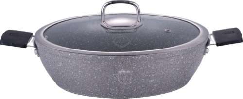 Berlinger Haus 32cm Marble Coating Oven safe Shallow Pot with Lid, Gray Stone Touch LIne