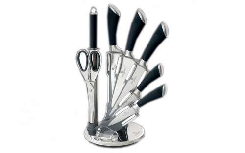 Berlinger Haus 8-Piece Stainless Steel Knife Set With Stand Infinity Line