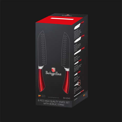Berlinger Haus 8-Piece Stainless Steel Knife Set With Stand Infinity Line