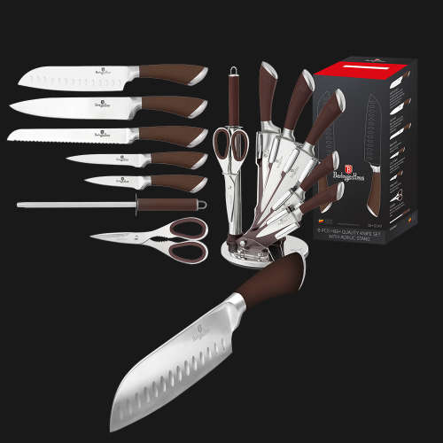 Berlinger Haus 8-Piece Stainless Steel Knife Set With Stand Infinity Line