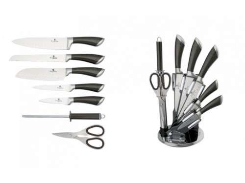Berlinger Haus 8 pcs knife set with stand, carbon metallic Stainless Steel