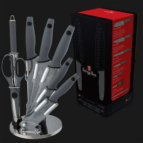 Berlinger Haus 8 pcs knife set with stand, Granit Diamond Line
