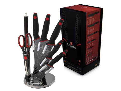 Berlinger Haus 8 pcs knife set with acrylic stand, Black Stone Touch Line