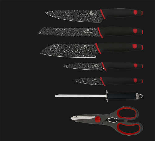 Berlinger Haus 8 pcs knife set with acrylic stand, Black Stone Touch Line