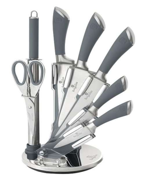 Berlinger Haus 8-Piece Stainless Steel Knife Set With Stand Infinity Line