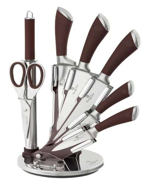 Berlinger Haus 8-Piece Stainless Steel Knife Set With Stand Infinity Line