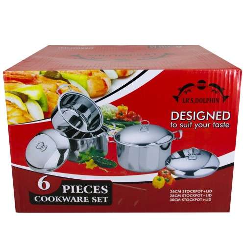 6 PIECE ULTRA MODERN DESIGN WITH LONGLIFE DURABILITY STAINLESS STEEL COOKWARE