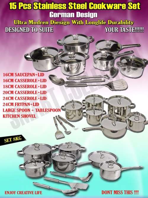 *****NEW ARRIVAL NEW STYLE 15PCS COOKWARE SET*** HEAVY POTS**