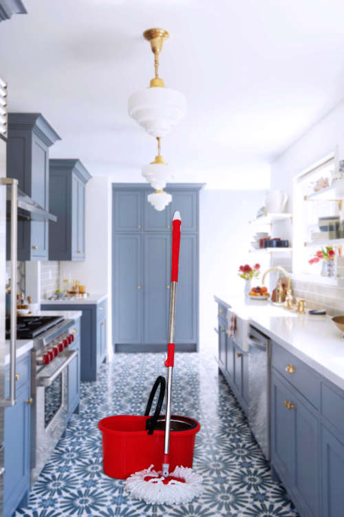 Totally Home Mobile Easy Mop with 2 Micro-fibre Mop Heads - Red