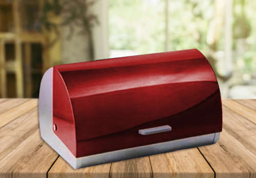 Totally Home Stainless Steel Bread Bins With Colored Lids - Red - 2 Loaves