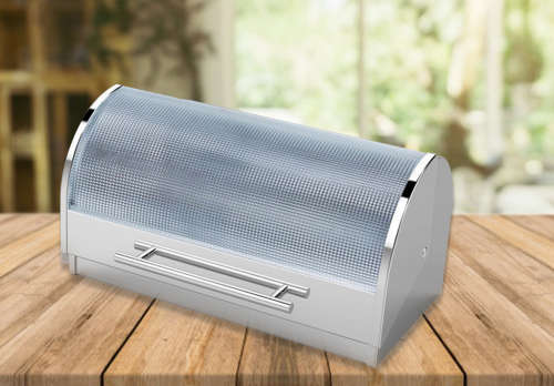 Totally Home Hobnail Glass Cover Stainless Steel Bread Bin - 2 Loaves