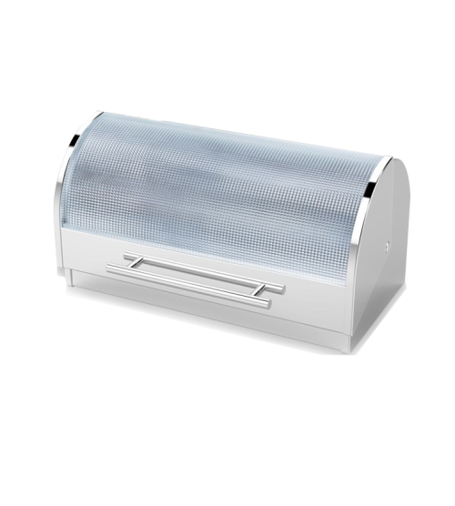 Totally Home Hobnail Glass Cover Stainless Steel Bread Bin - 2 Loaves