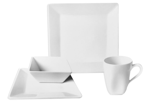 Totally Home Ceramic 16 Piece White Square Dinner Set