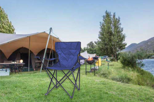 Totally Home Strong Frame Foldable Camping Chair With Carry Bag - Blue