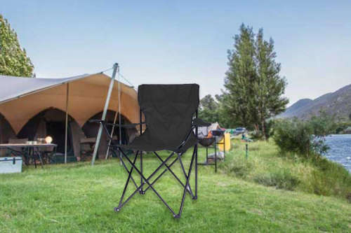 Totally Home Strong Frame Foldable Camping Chair With Carry Bag - Black