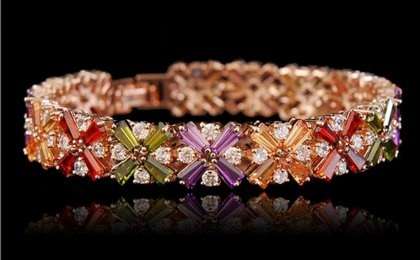 JUST ARRIVED NEW AND UNIQUE AAA Zircon 18K Gold Plated Multi Color Bracelet