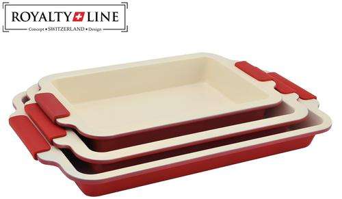 Royalty Line ( Switzerland ) Ceramic Coated Roasting Pan Set Of 3 Pcs ( Oven Proof )