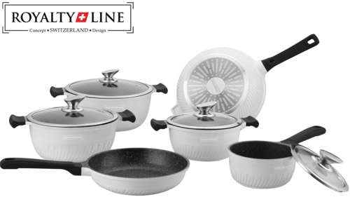 ( Royalty Line ) Granite & Marble Coating Cookware Set ( 10pcs ) 100% Authentic ( From Switzerland )