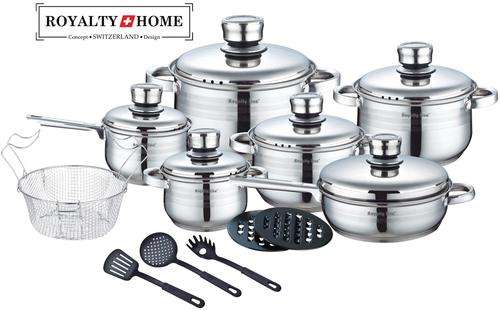 (18 pcs finest grade material) Stainless Steel Cookware Royalty Line ( Switzerland ) Steel LID