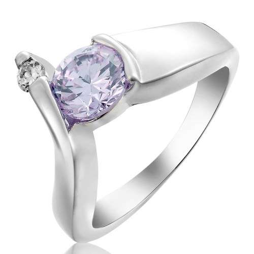 **Modern Single Tanzanite White Gold Diamond Ring**
