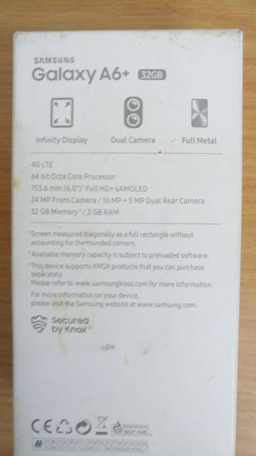 Samsung Galaxy A6+ Black 6 INCHES IN BOX