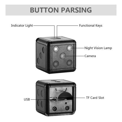 Techme SQ16 1080P HD Spy Camera with Night Vision and Motion Detection - OPEN BOX