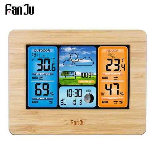 FanJu FJ3373 Digital Weather Forecast Station Wall Alarm Clock - Unboxed