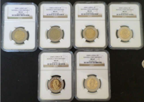 2008 South African Mandela 90th Birthday 5 Rand set