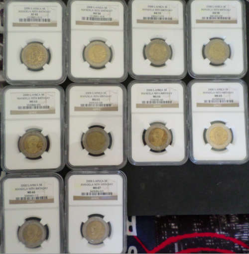 2008 South African Mandela 90th Birthday 5 Rand set