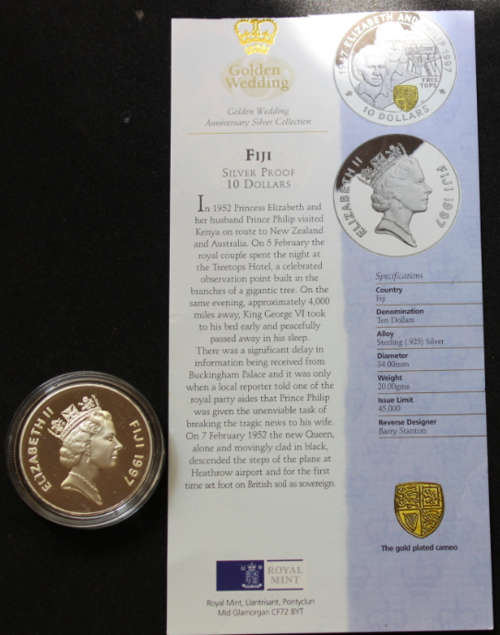 1997 FIJI SILVER GOLD PROOF $10 TEN DOLLAR COIN