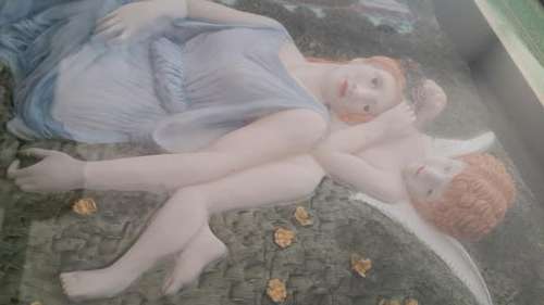Italian Porcelain 3D Picture,Woman & Angel 380X480, Deep frame