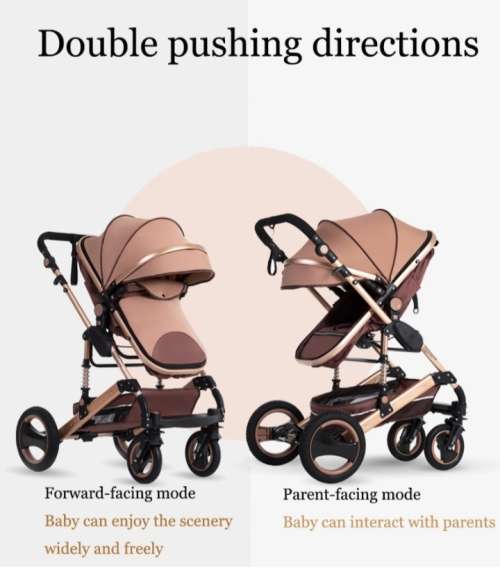 Baby Pram Stroller 3 in 1 Function Foldable Baby Pram with Car Seat-
