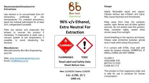 1 L 96% Ethanol for Extraction