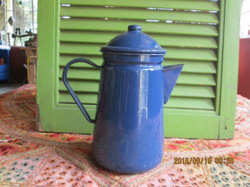 Blue Enamel Coffee Pot