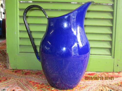 Blue Enamel Pitcher