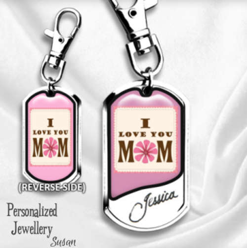 Personalized I Love You Mom Key Ring