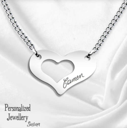 Personalized Heart Pendant with Stainless Steel Chain