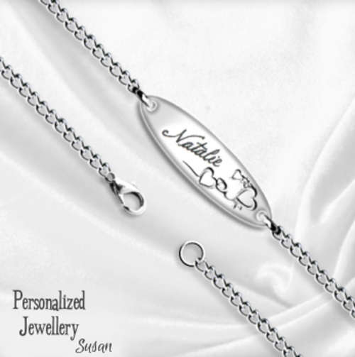 Personalized Stainless Steel Chain Bracelet: Heart Design