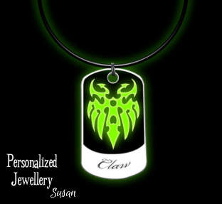 Personalized Glow Tag on Heavy-Duty Rubber Cord: Claw