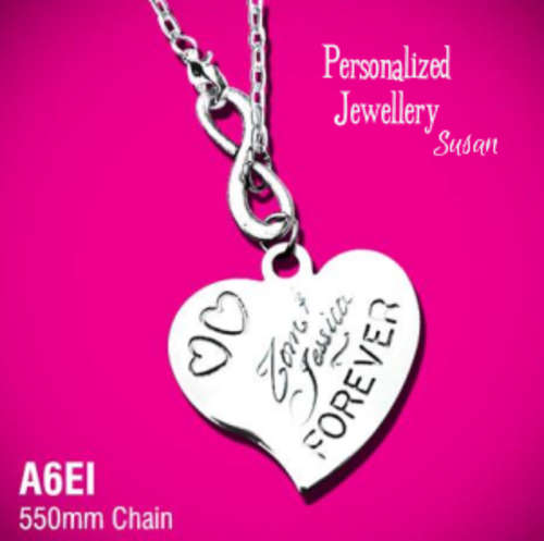 Personalized Forever Heart Pendant with Infinity Symbol and Plated Chain