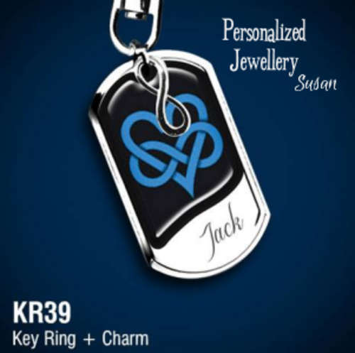 Personalized Domed Key Ring with Infinity Symbol
