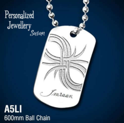 Personalized Large Stainless Steel Dog Tag with Infinity Design