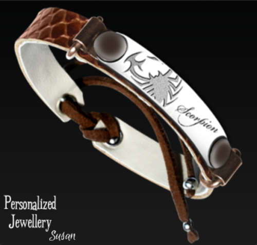 Personalized Leather Print Bracelets: Scorpion