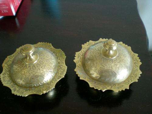 Two Lovely Brass Bowls with Lids